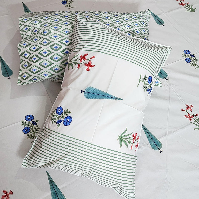 Positive Vibes Hand Block Bedsheet