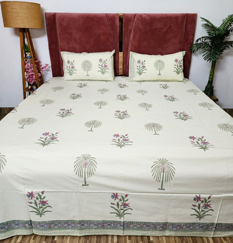 Tropical Vibes Hand Block Bedsheet
