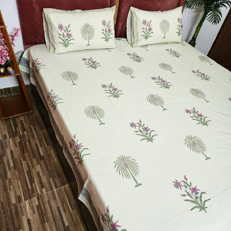 Tropical Vibes Hand Block Bedsheet
