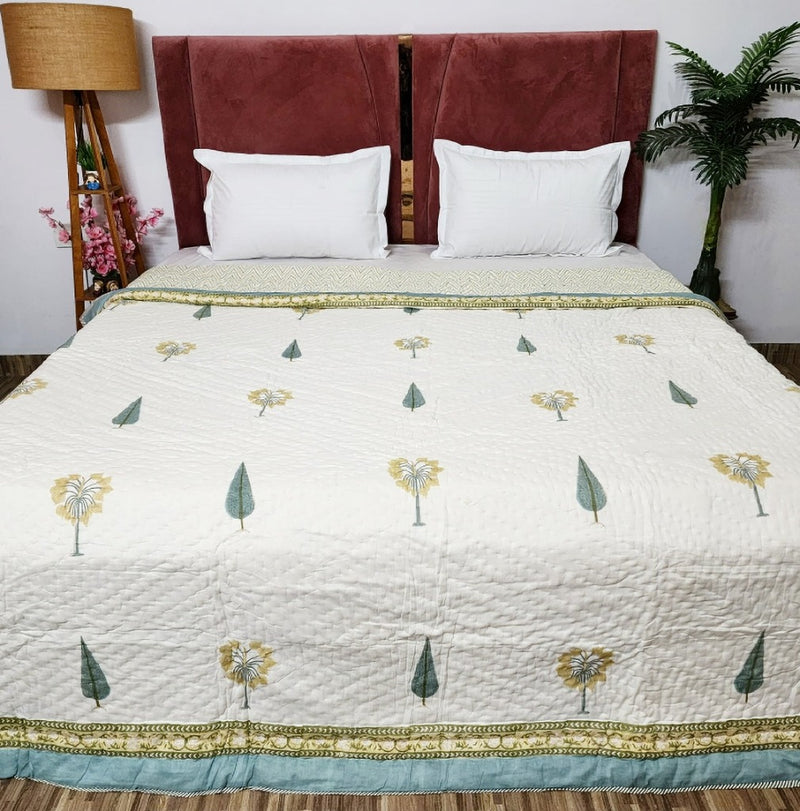 Mughal Garden Double Hand Blocked Quilt