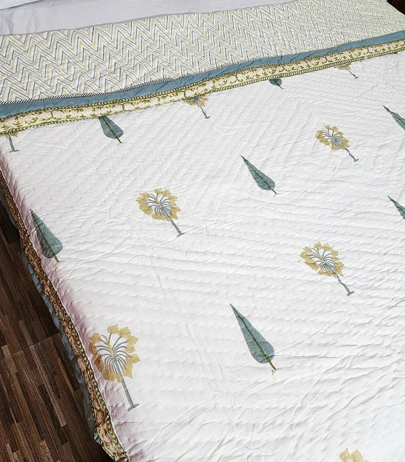 Mughal Garden Double Hand Blocked Quilt