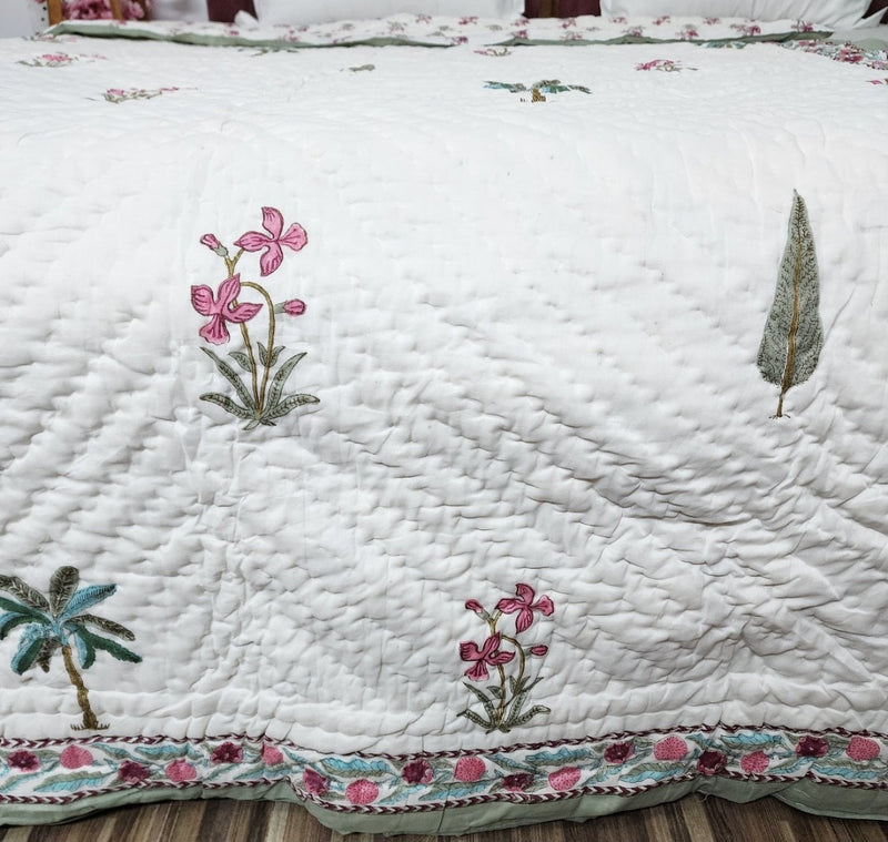 Multi Buta Single Hand Blocked Quilt