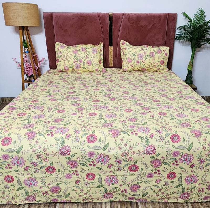 Serene Yellow Cotton Bedsheet