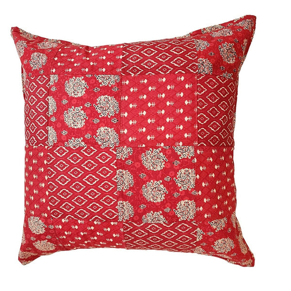 Red Ajrakh Beauty Cushion Cover