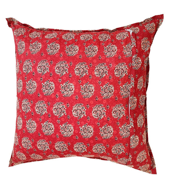 Red Ajrakh Beauty Cushion Cover