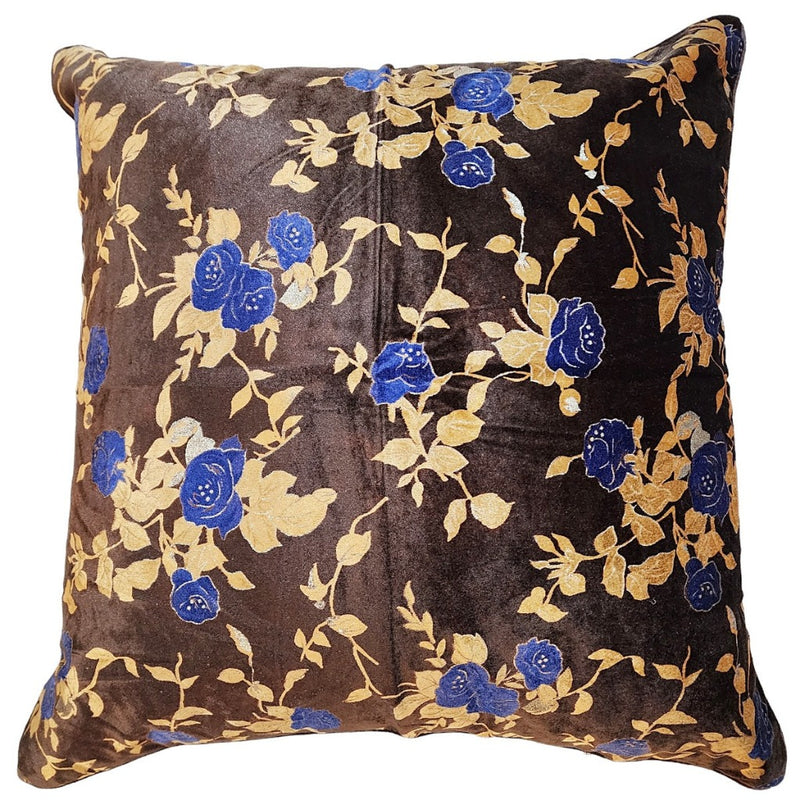 Blue and Beige Floral Beauty Cushion Cover