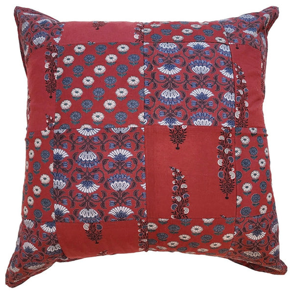 Maroon Patchwork Print Cushion Cover