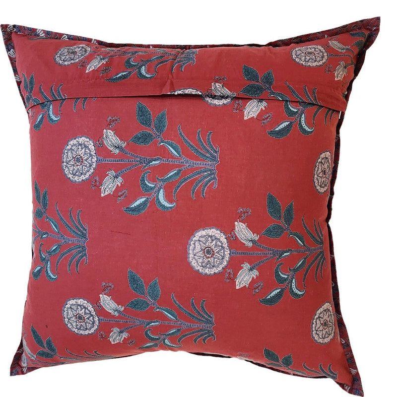 Maroon Patchwork Print Cushion Cover