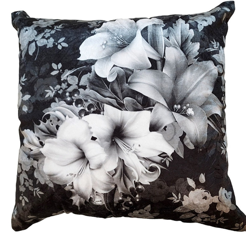 Black and White Floral Cushion Cover