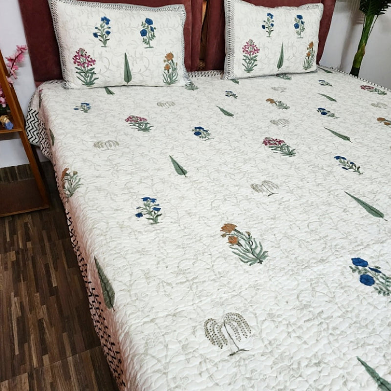 Beauty of Art - Hand Blocked Quilted Bedcover