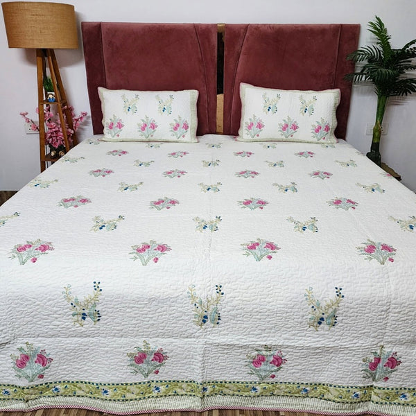 The Serene  - Hand Blocked Quilted Bedcover