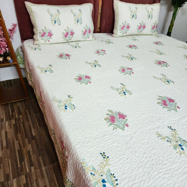 The Serene  - Hand Blocked Quilted Bedcover