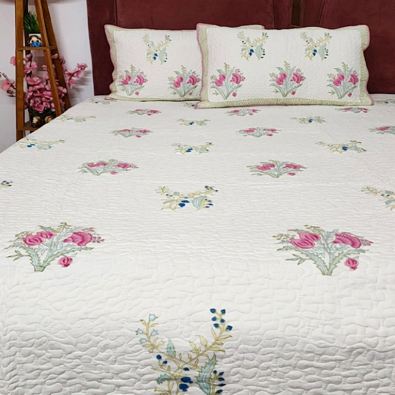 The Serene  - Hand Blocked Quilted Bedcover