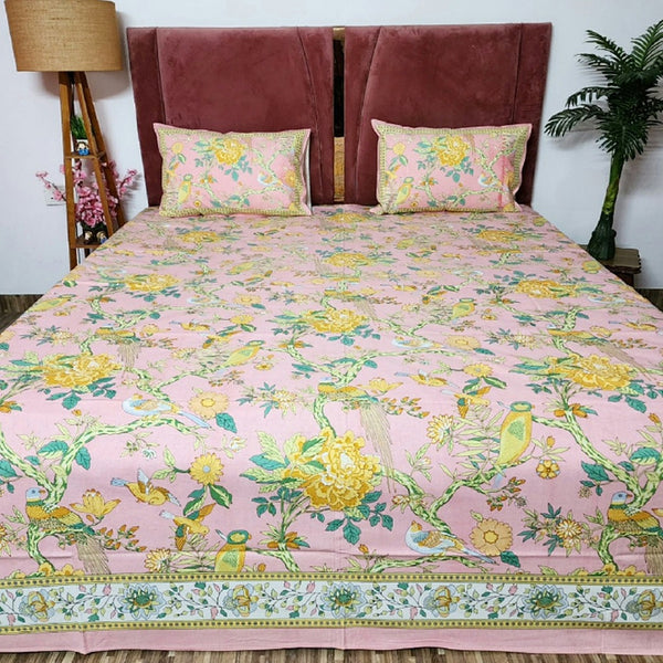 Peachy Pink Love Cotton Bedsheet