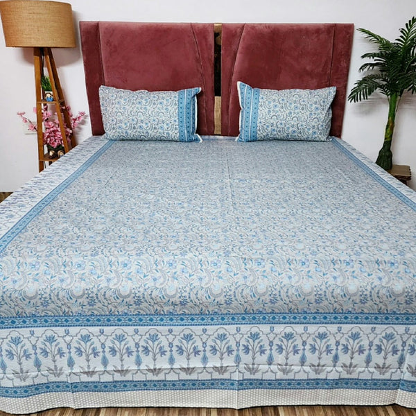 Blue and Grey Cotton Bedsheet