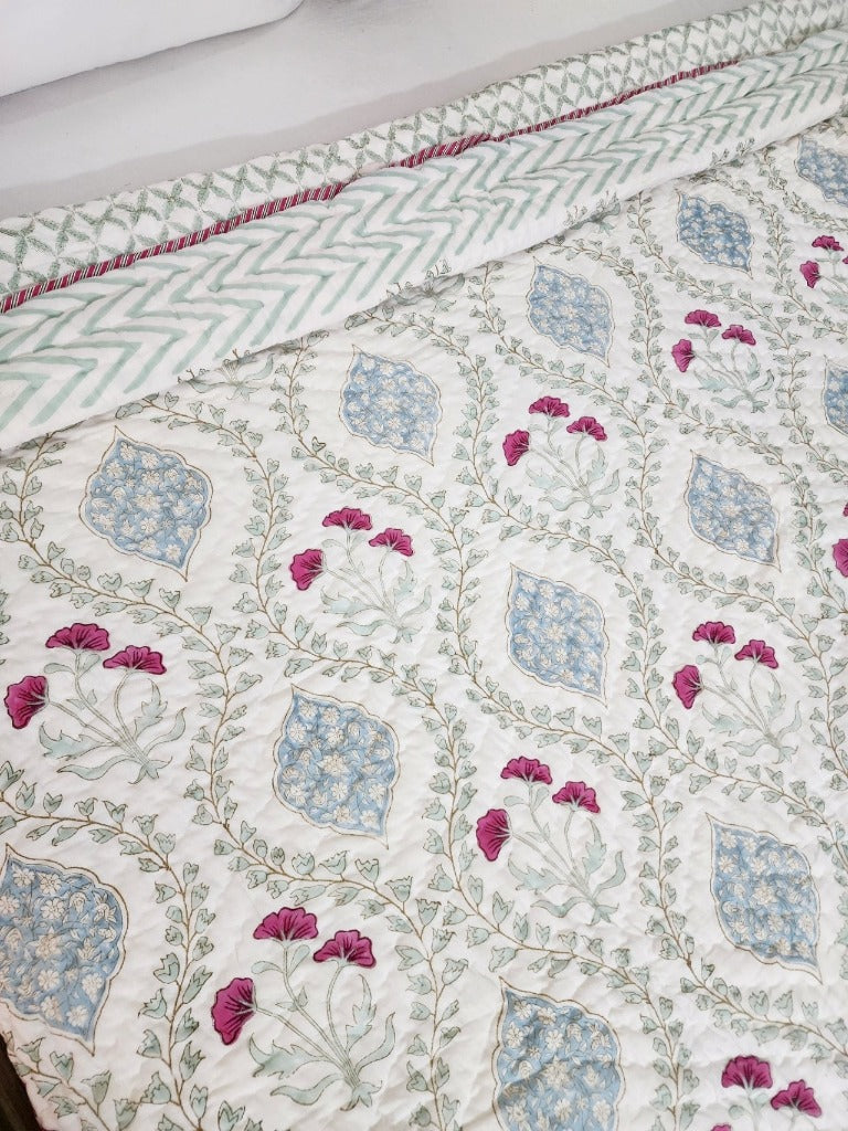 Floral Ensemble Hand Blocked Quilt