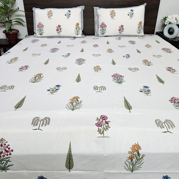Floral Buta Blockprint Bedsheet