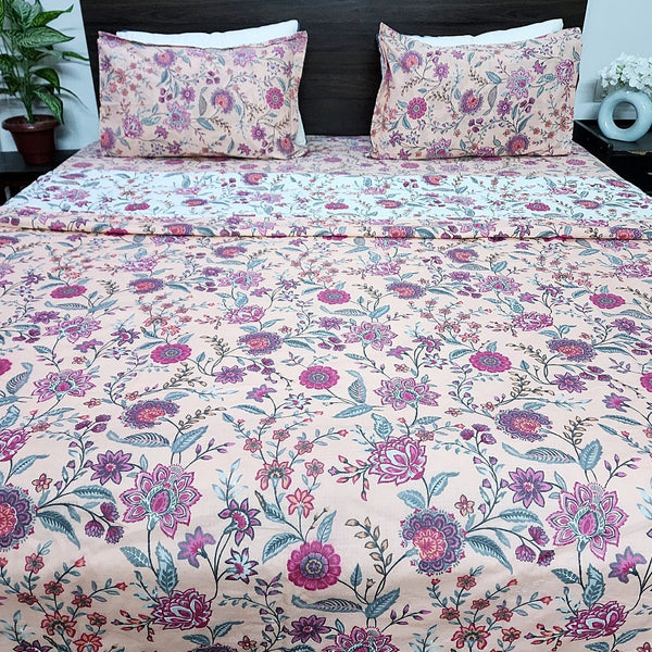 Peachy Floral Dohar Bedding Set