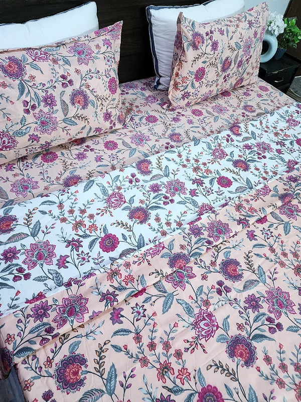 Peachy Floral Dohar Bedding Set