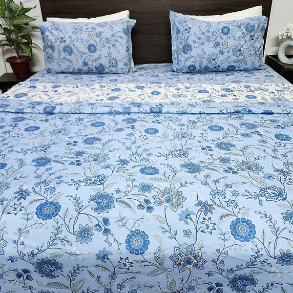 Shades of Blue Floral Print - Dohar Bedding Set
