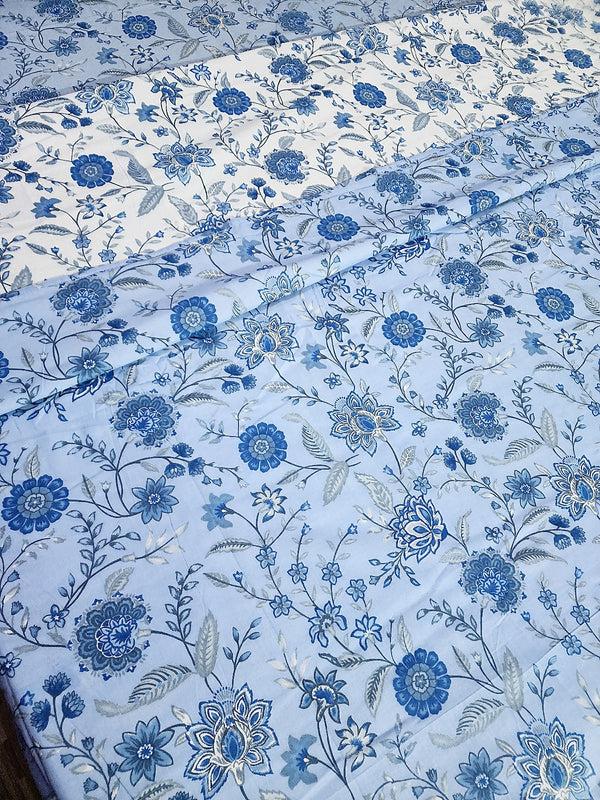 Shades of Blue Floral Print - Dohar Bedding Set
