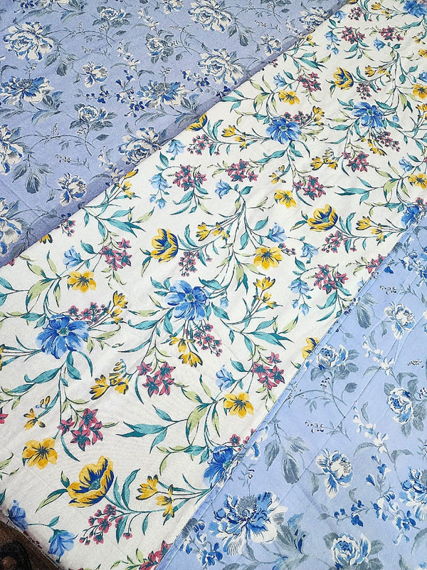 Powder Blue Floral Print - Dohar Bedding Set