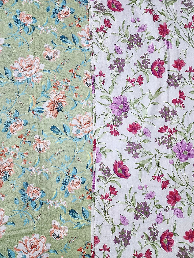 Mint Green Floral Print - Dohar Bedding Set
