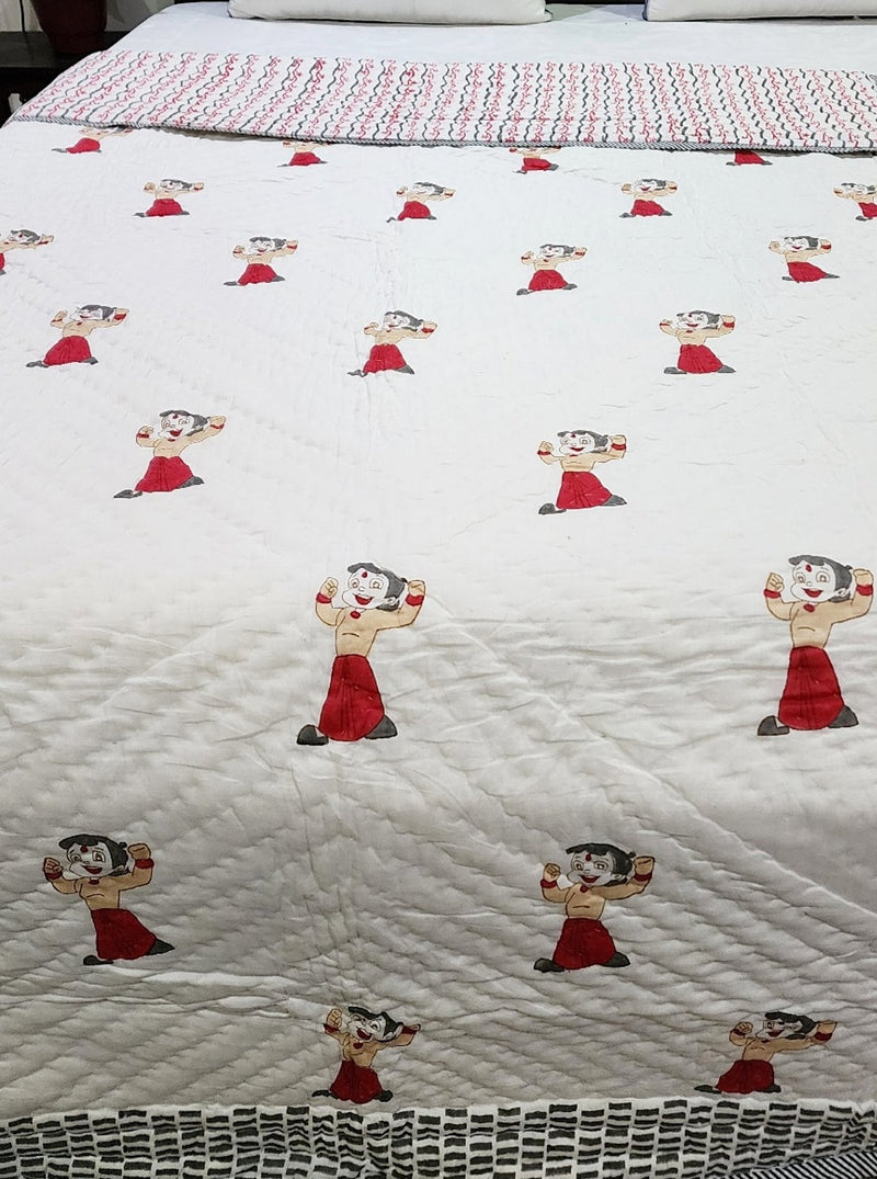 Chhota Bheem - Single Hand Blocked Quilt