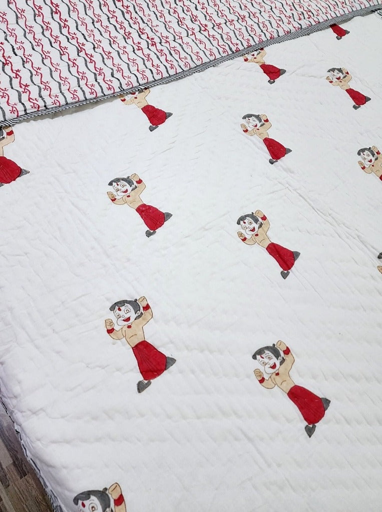 Chhota Bheem - Single Hand Blocked Quilt