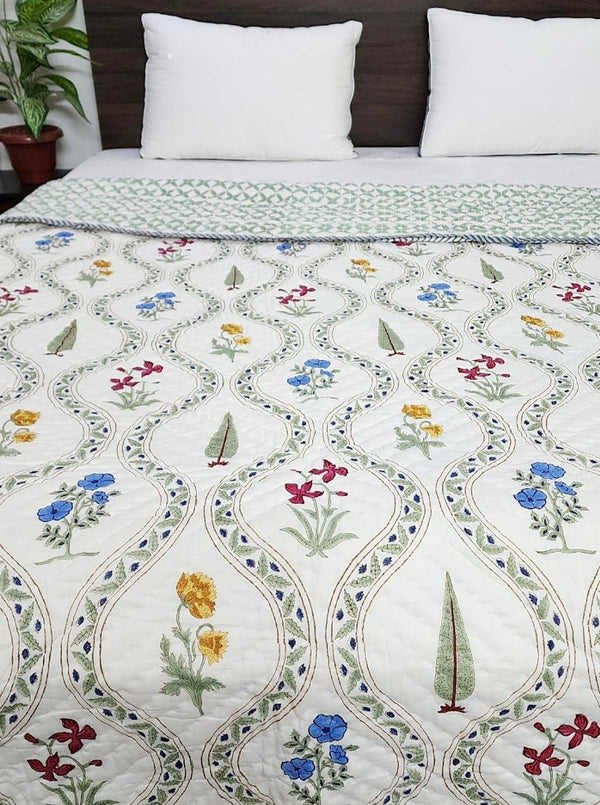 Floral Valley Single Hand Blocked Quilt
