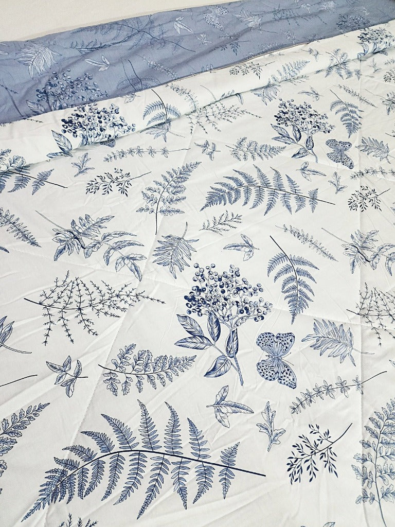 Blue Leafy Print Double Comforter