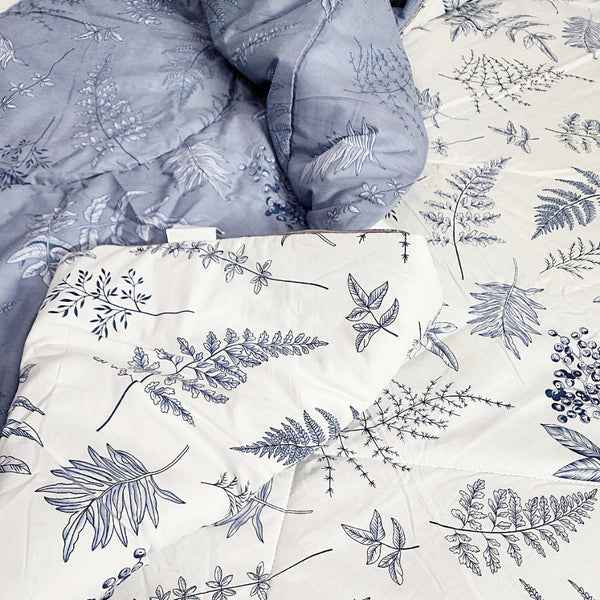 Blue Leafy Print Double Comforter