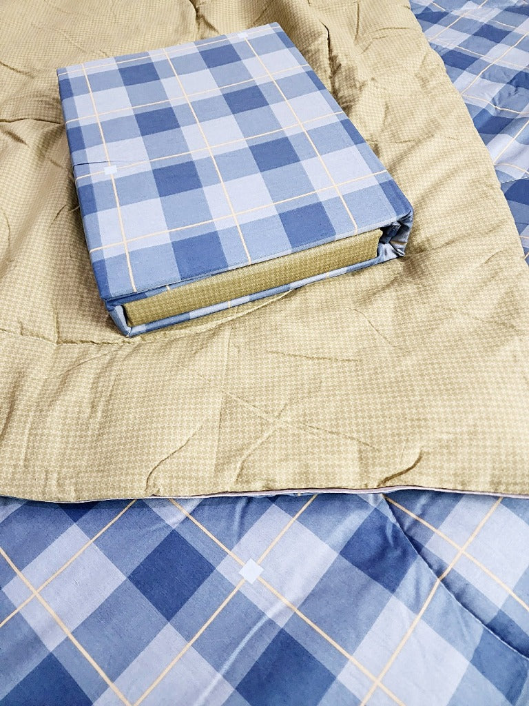 Blue and White Check Print Double Comforter