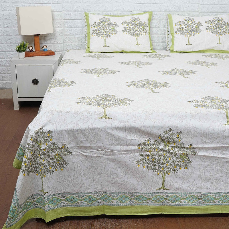 Cotton Bed Sheet Set - Mango Tree Motif
