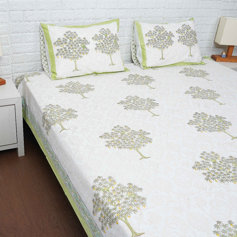Cotton Bed Sheet Set - Mango Tree Motif