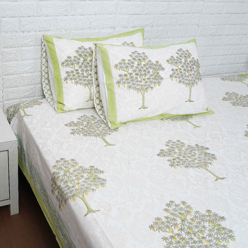 Cotton Bed Sheet Set - Mango Tree Motif