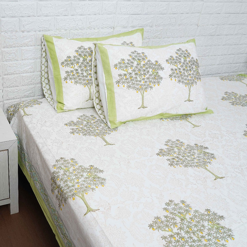 Cotton Bed Sheet Set - Mango Tree Motif