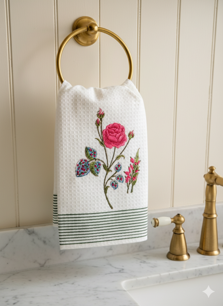 Rose Charm Hand Blocked Hand Towel