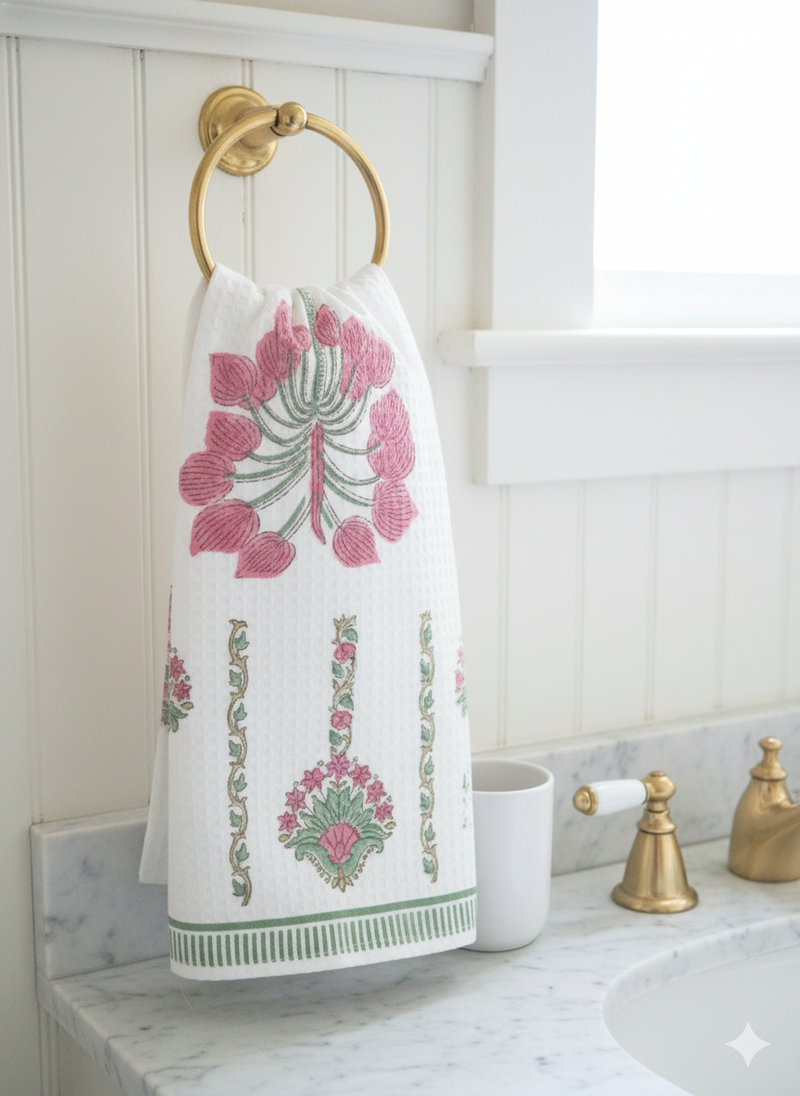 Flowery Magic Hand Blocked Hand Towel