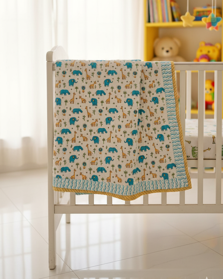 Pure Bliss Hand Blocked Baby Quilt