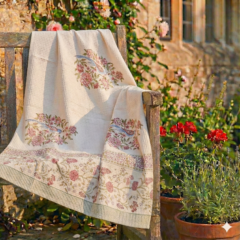 Bird Paradise Hand Blocked Bath Towel