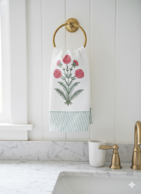 Charming Florals Hand Blocked Hand Towel
