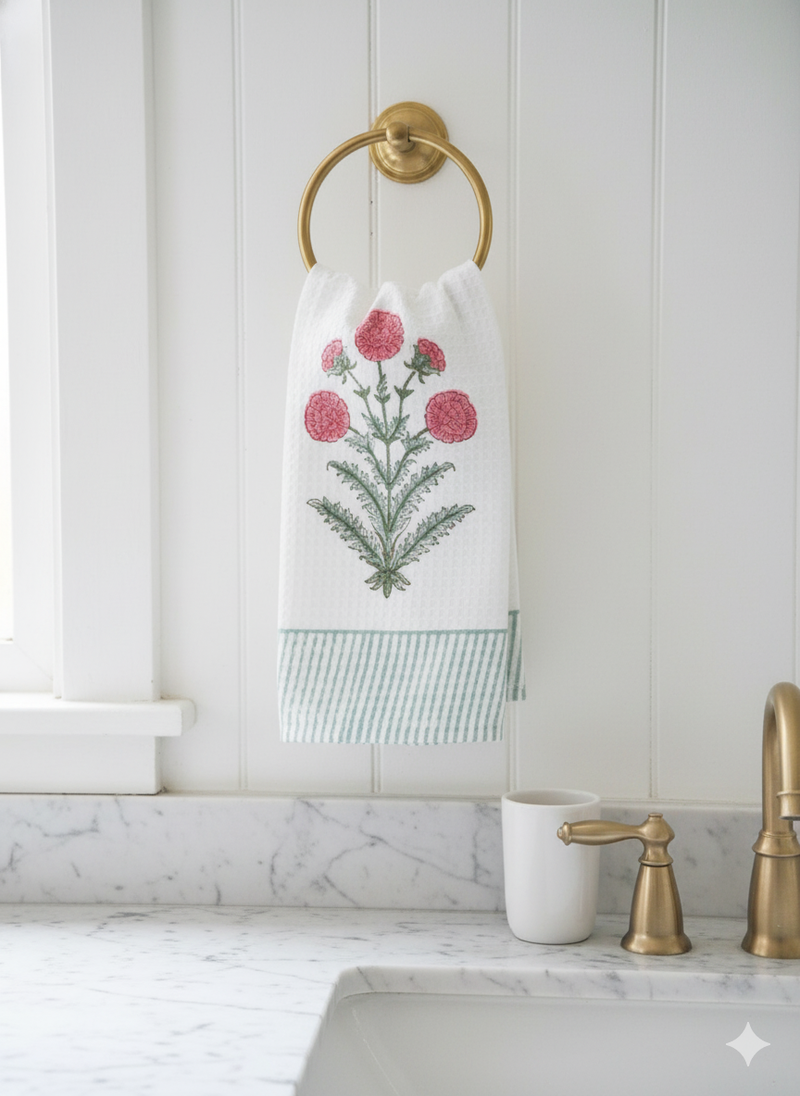 Charming Florals Hand Blocked Hand Towel