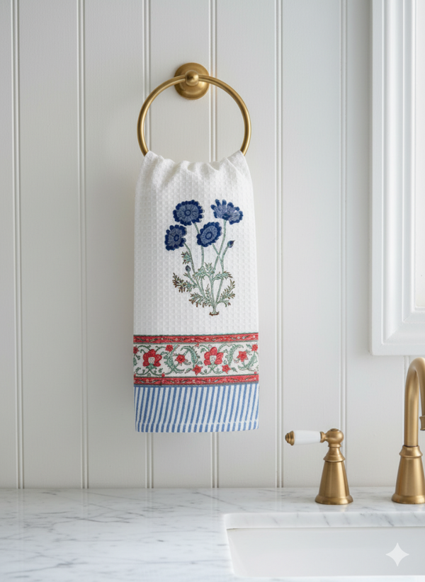 Floral Spread Hand Blocked Hand Towel