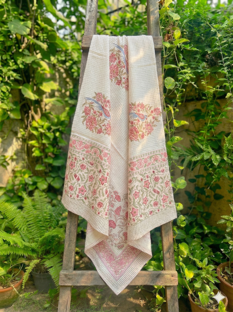 Bird Paradise Hand Blocked Bath Towel