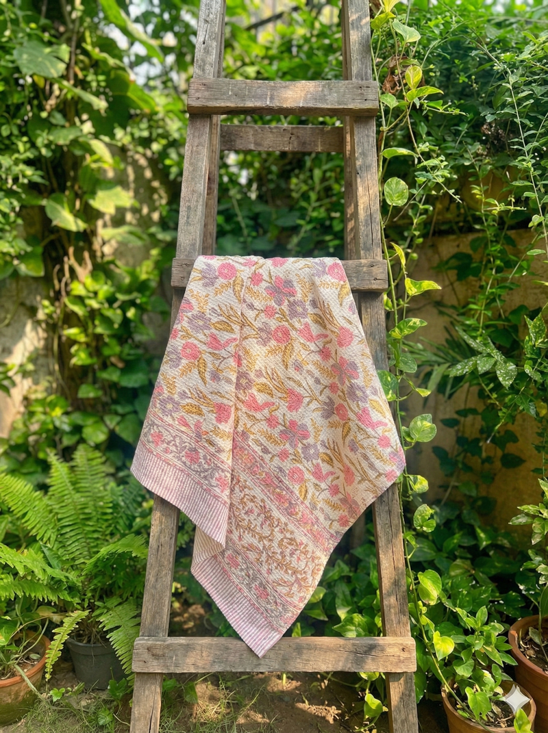 Gardenia Hand Blocked Bath Towel