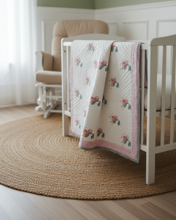 Mermaid Love - Hand Blocked Baby Quilt