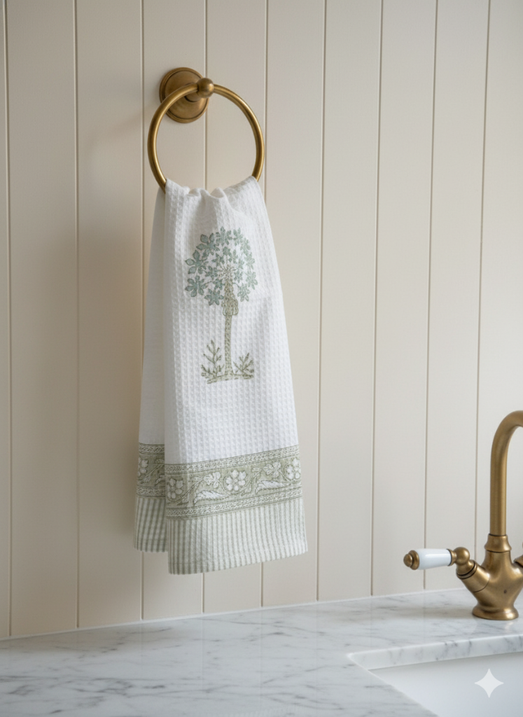 Tree Motif Hand Blocked Hand Towel