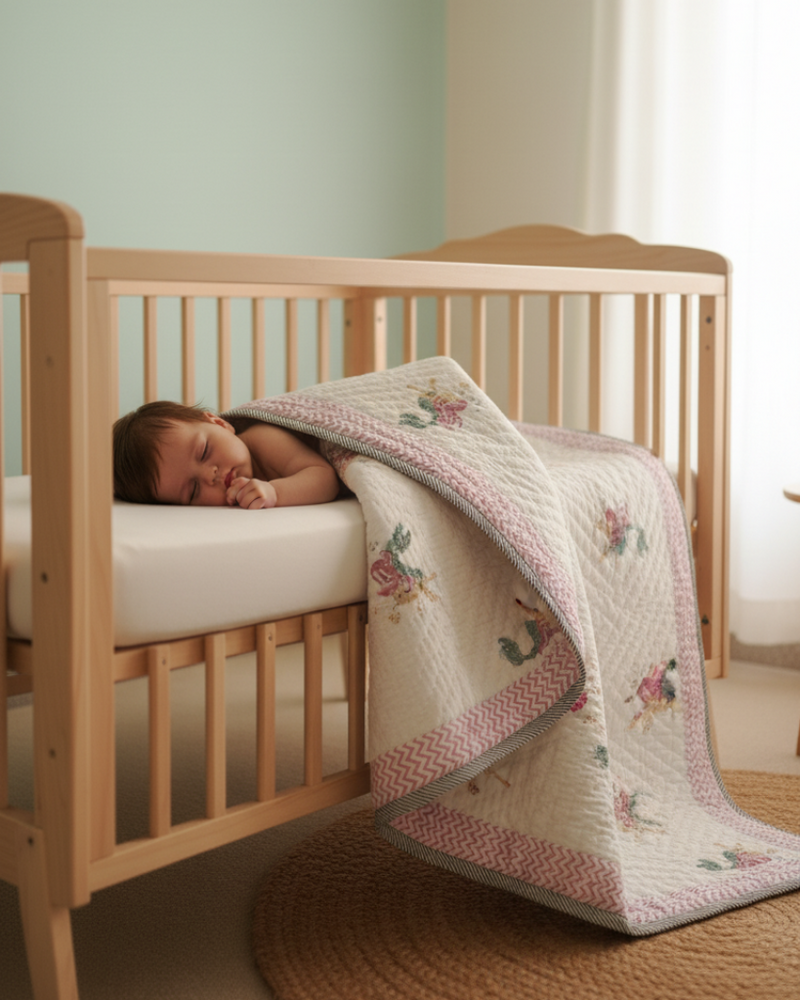 Mermaid Love - Hand Blocked Baby Quilt