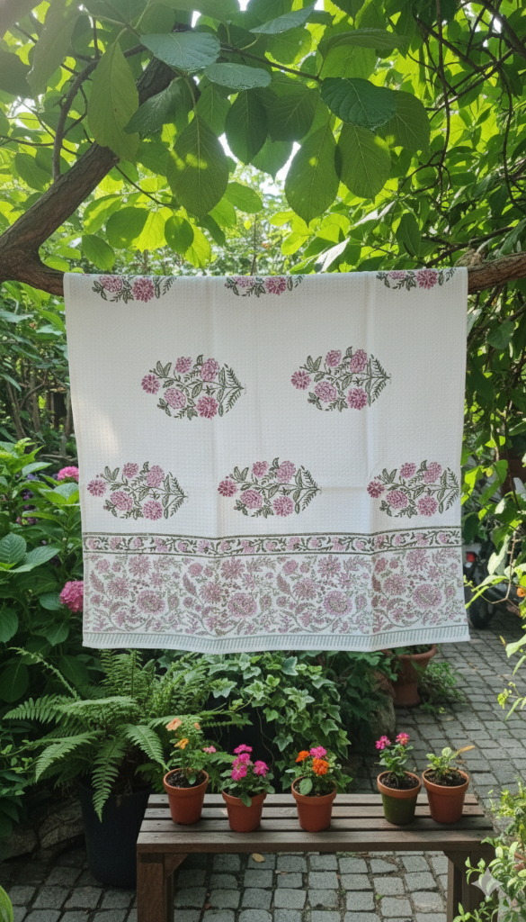 Spring Garden Hand Blocked Bath Towel